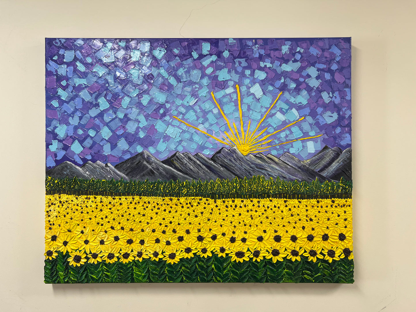 Gray Sunflower Field