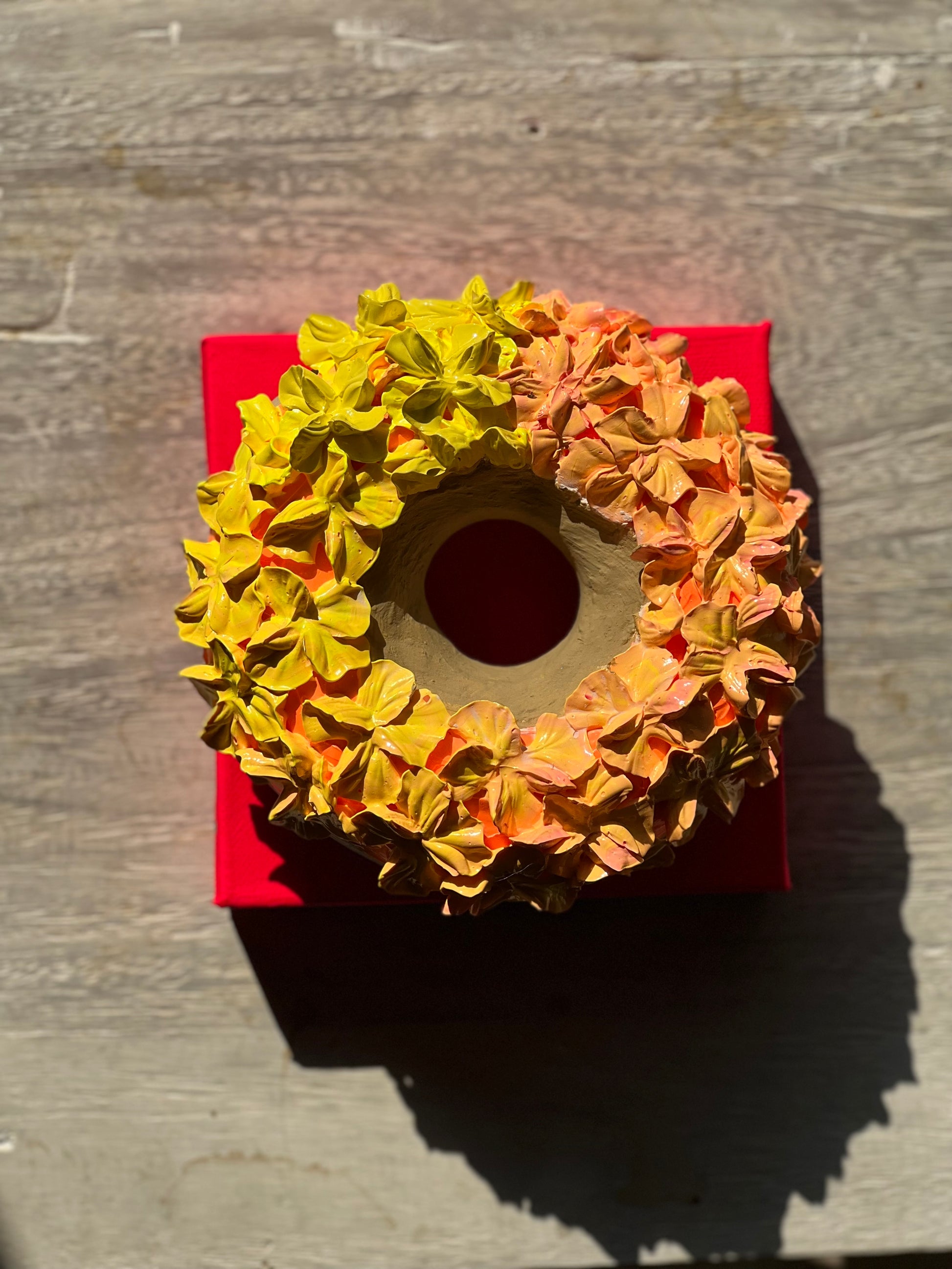 Rosy Brown Floral Donut #6