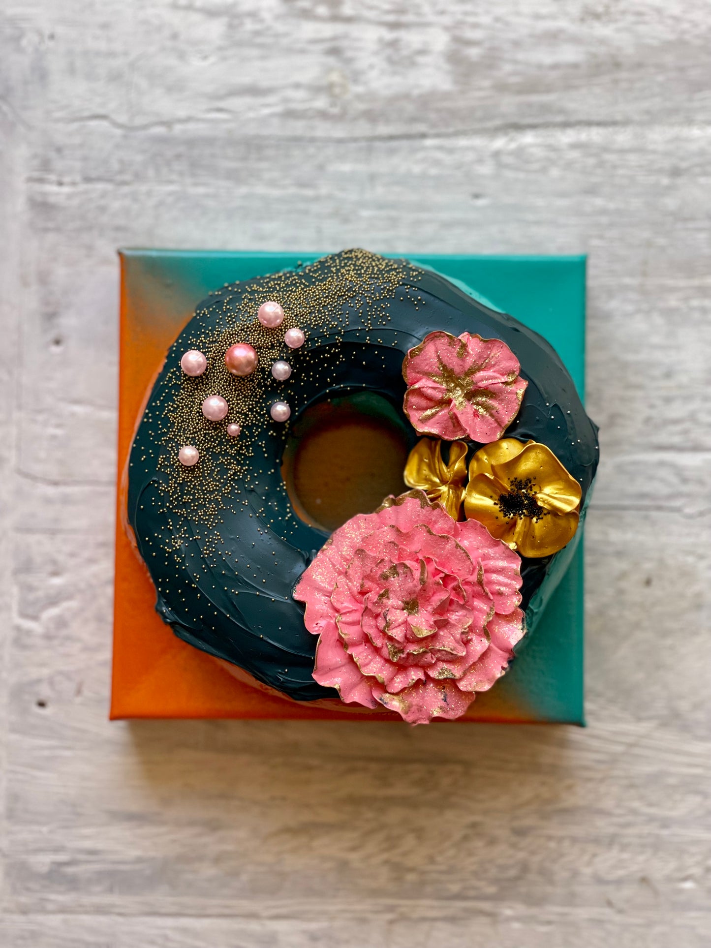 Gray Floral Donut #3
