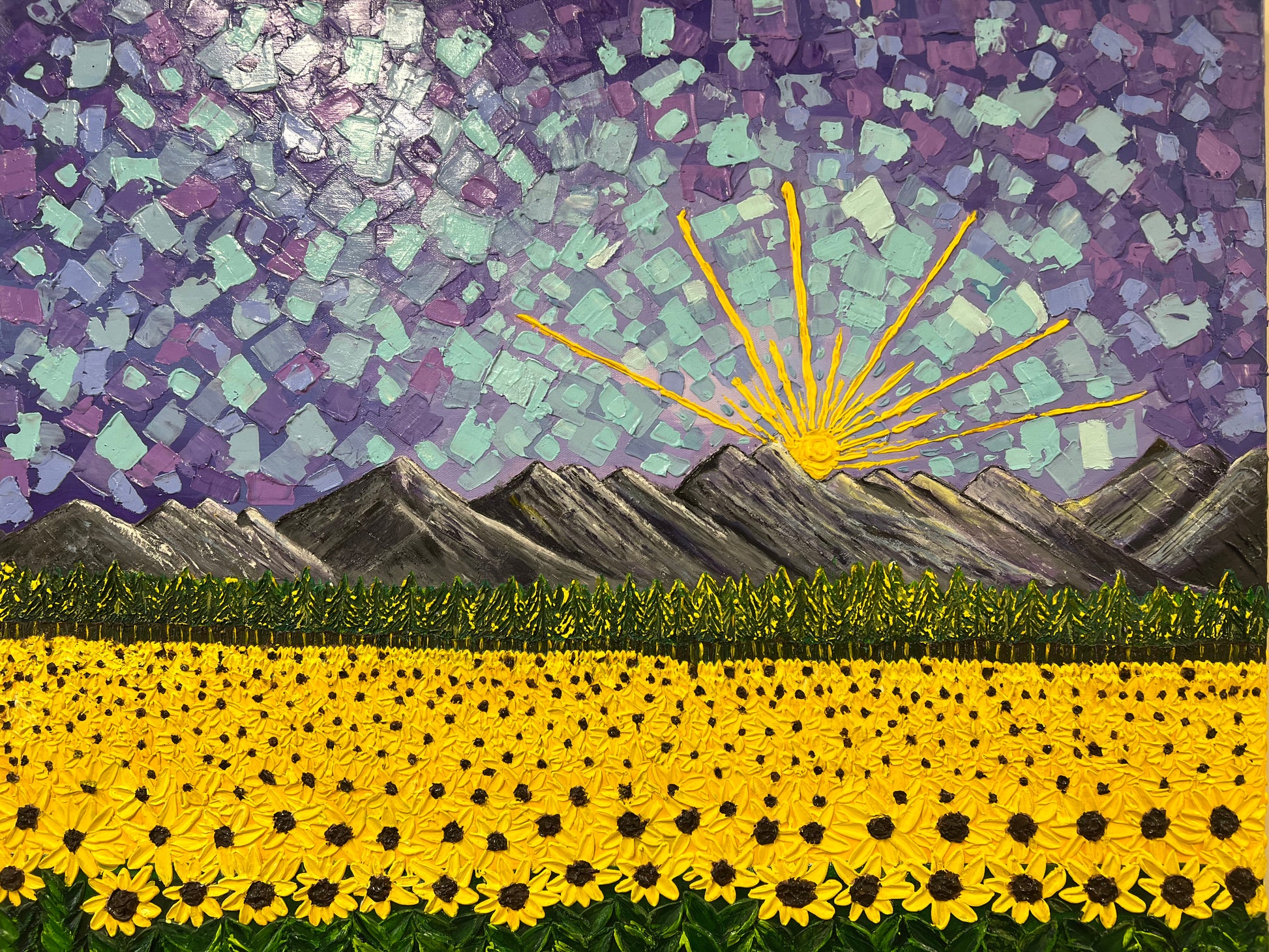 Slate Gray Sunflower Field