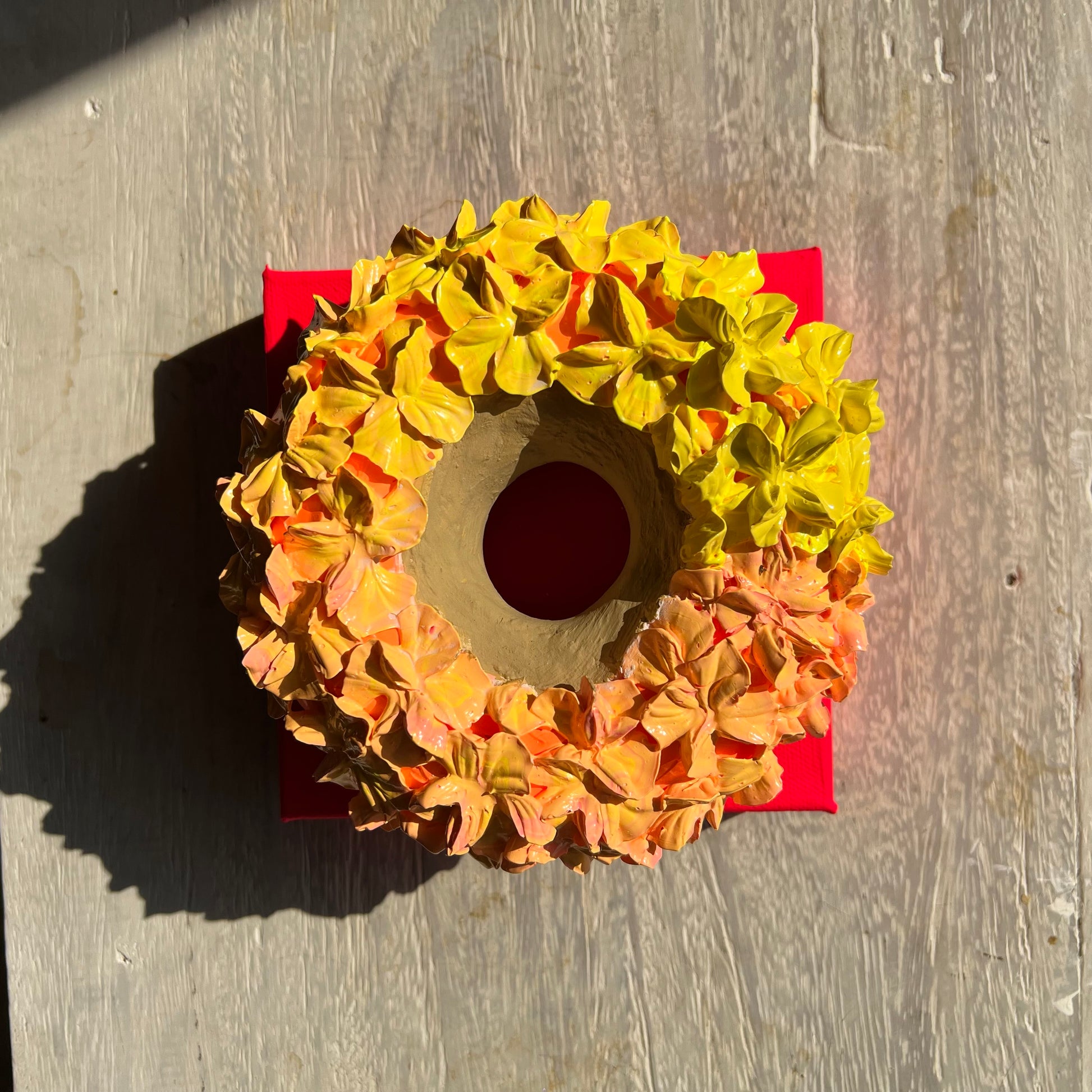 Dark Khaki Floral Donut #6