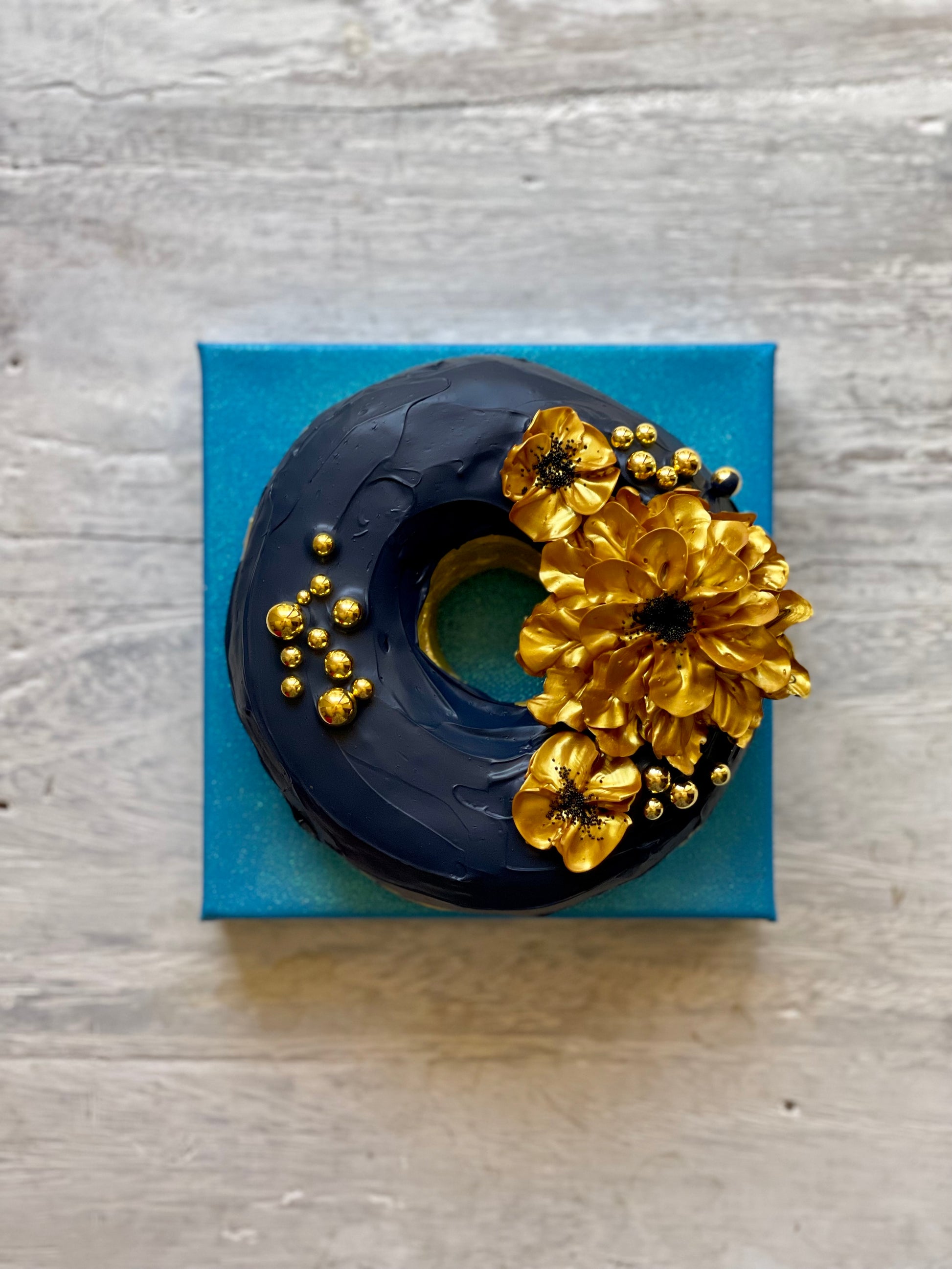 Gray Floral Donut #1