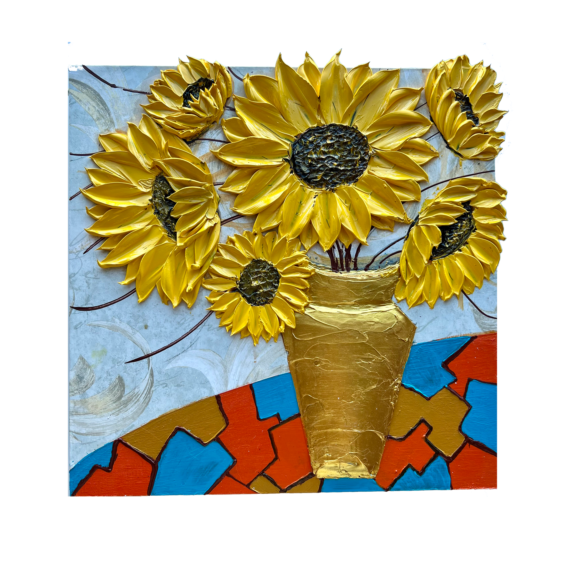 Dark Goldenrod Vintage Sunflowers